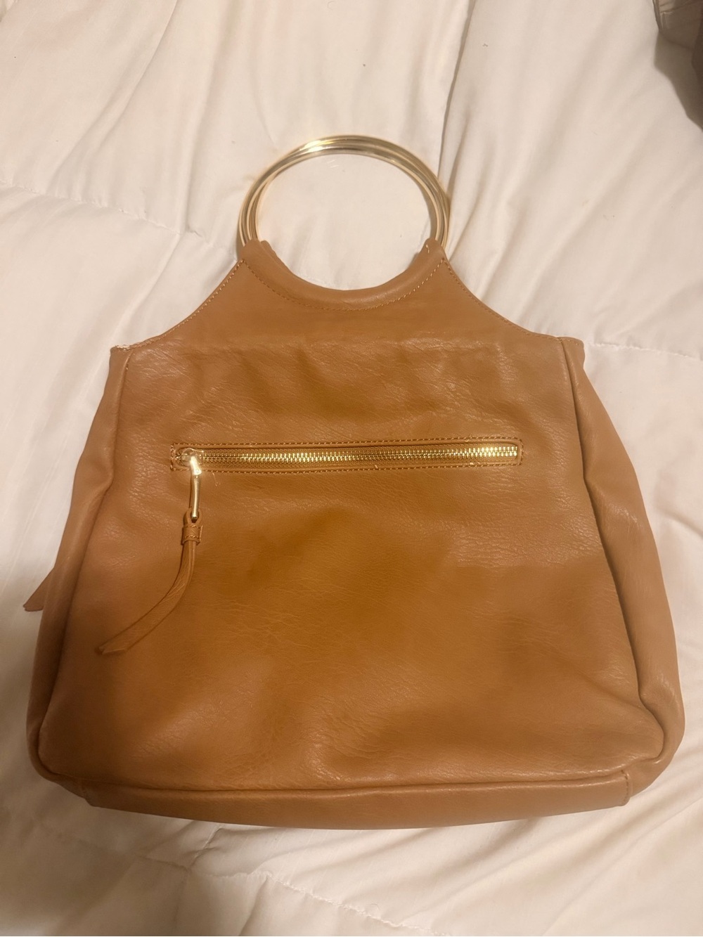 INC International Concepts Cognac Tote with Gold Ring Handles